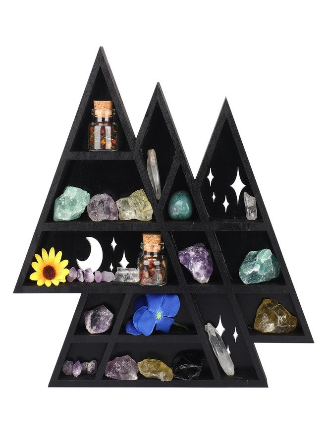 KOYILTD Gothic Decor Unique Trinket Shelf Wooden Crystal Display Shelf Wooden Gothic Bedroom Decor Witchy Wall Decoration Goth Bedroom Decor Spiritual Gift for Home Living Room (1, Triangle) - Image 1